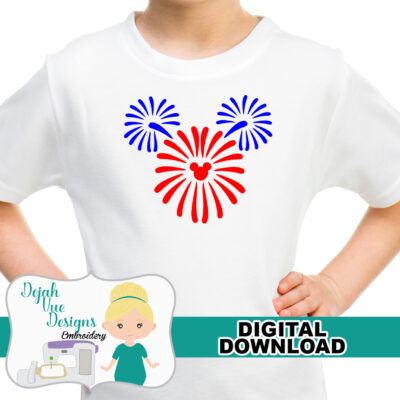 FIREWORK MOUSE HEAD APPLIQUE DESIGN