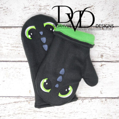 DRAGON  MITTENS IN THE HOOP MITTENS!